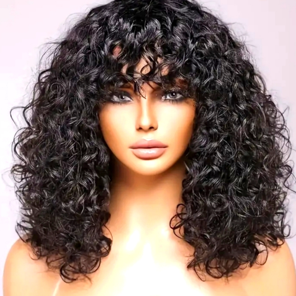Curly Black Wig for Women